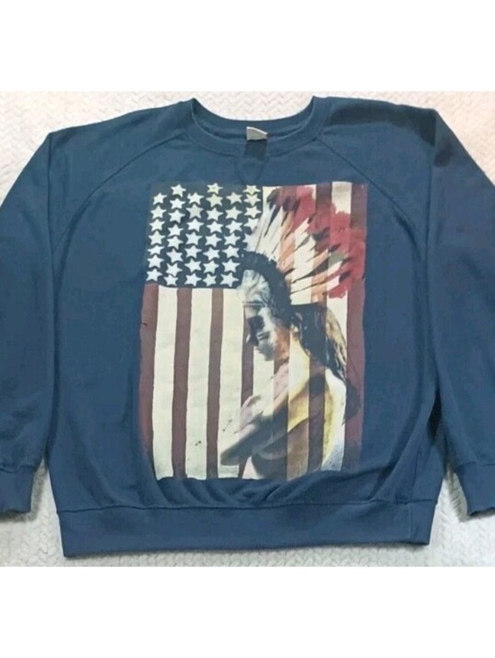 ESMX - Sz 3XL - Long Sleeve Pullover Sweatshirt - Native American -American Flag
